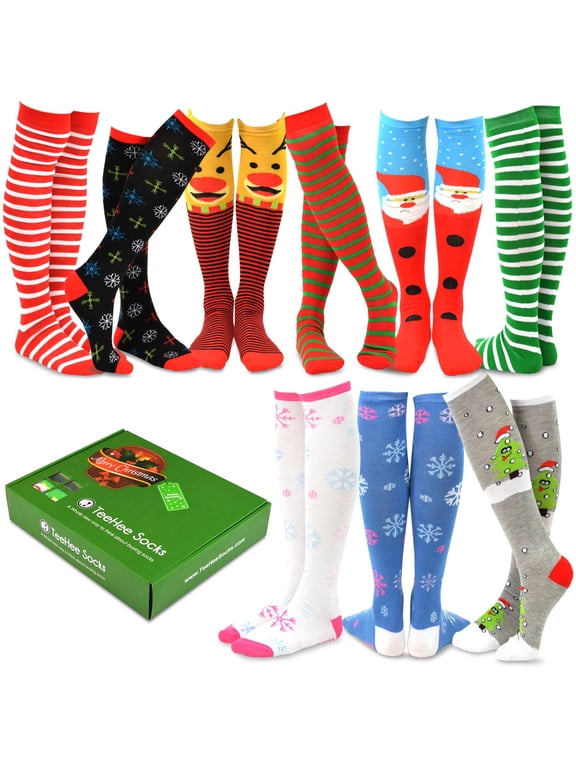 TeeHee Special (Holiday) Women Knee High 9-Pairs Socks with Gift Box (Christmas)