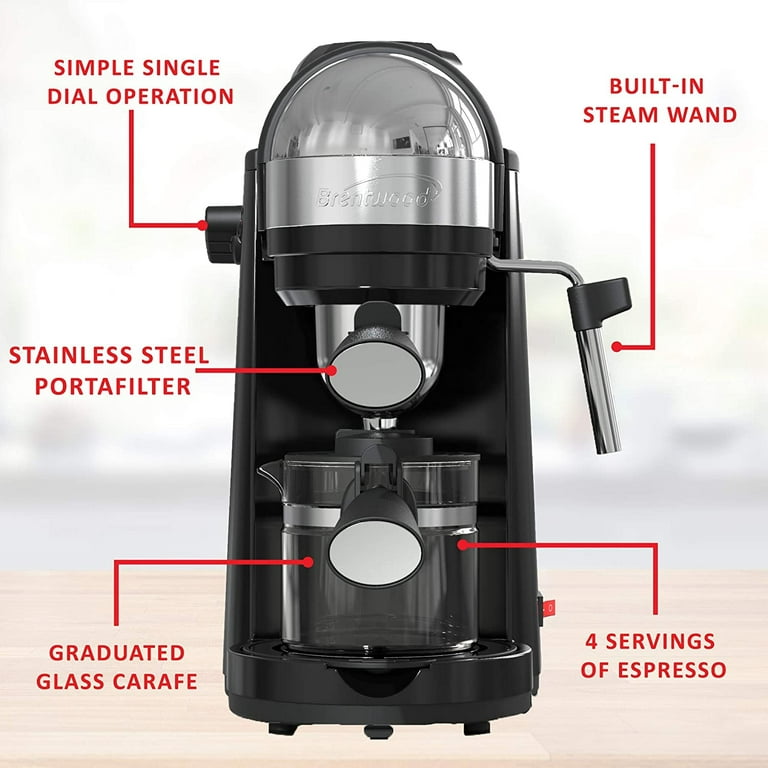 Brentwood TS-119R Cordless Electric Moka Pot Espresso Machine, 6