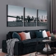 thumbnail image 3 of 3 Panel Canvas Wall Art Prints - Modern New York Prints Cityscape Brooklyn Bridge Picture Stretched and Framed for Living Room Home Office Decor - 12"x16" x 3 Panels, 3 of 7