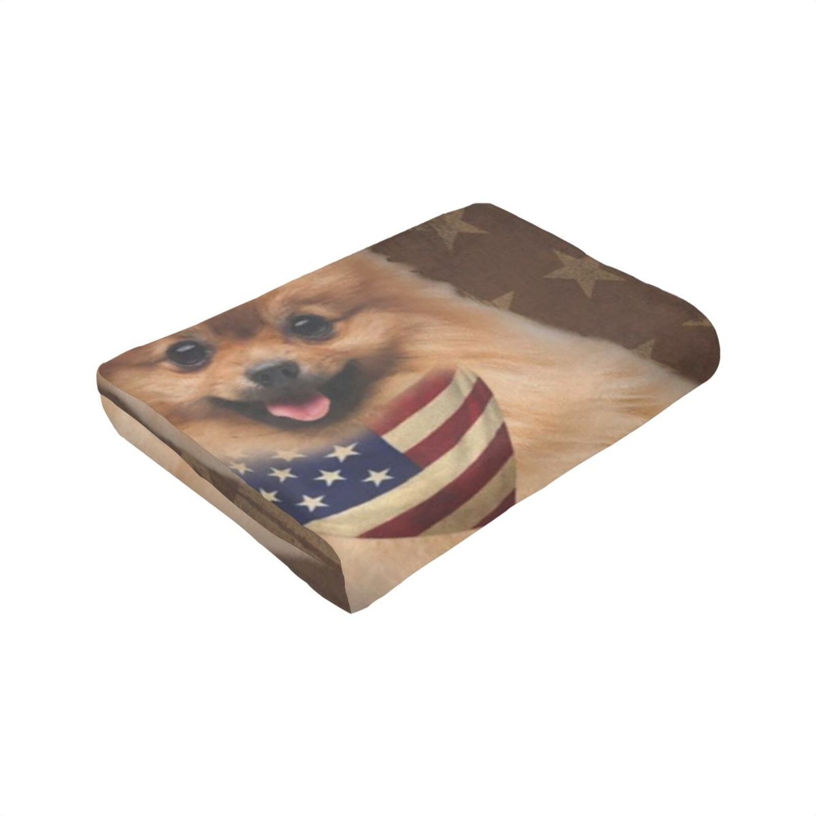 Wijzvio Springer Spaniel Dog With Vintage American Flag Throw Blanket Soft Fuzzy Fleece Blanket For Couch Bed Living Room Decoration 60"X50"