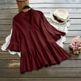 thumbnail image 2 of Tops de Mujer Elegantes Blusas Casuales Camisas de Moda Camiseta de Color Sólido Manga de Trompeta Manga Corta Cuello en V Odeerbi  ODB168711, 2 of 9
