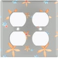 thumbnail image 2 of Metal Light Switch Wall Plate Outlet Cover (Colorful Flower Vintage Gray - Double Duplex), 2 of 2