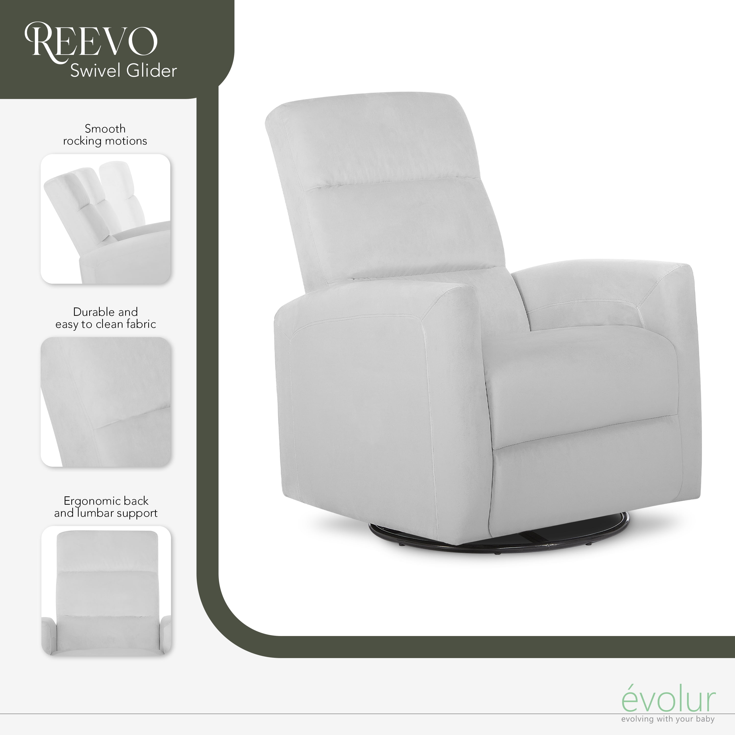 Evolur Reevo Swivel Glider In Misty Grey, Easy assembly