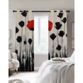 thumbnail image 4 of Black Red Flowers Blackout Curtains for Bedroom Living Room Darkening Curtains 84 Inch Length 2 Panels Set Vintage Farmhouse Spring Floral Herbs Window Curtain Window Treatment Grommet Drapes 52"x84", 4 of 9