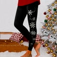thumbnail image 2 of Fiaer Christmas Women's Black Leggings Snowflake Graphic High Waisted Pants Plus Size Cozy Trendy Tight Trousers Black XXL, 2 of 5