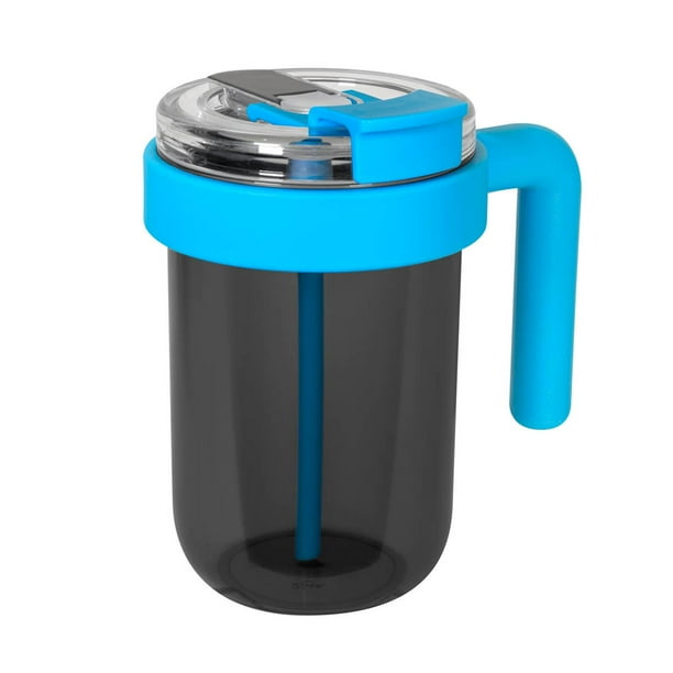 Termo de plástico con popote push y asa grande-jumm azul 17 x 18 x 12