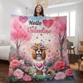 thumbnail image 2 of Hello Valentine’s Day Cavalier King Charles Spaniel Flower Crown Romantic Pink Floral Quilt Blanket Dog Lover Gifts Cozy Comforter Throw Blanket - 00031, 2 of 5