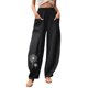 thumbnail image 1 of Gibobby pantalones senderismo mujer Pantalones casuales de color sólido para mujer Pantalones estampados de flores Bolsillos de cintura elástica Pantalones de pierna ancha (Negro, S), 1 of 5