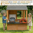 thumbnail image 3 of Conchico Outdoor BBQ Themed Playhouse, Wooden Backyard Kids Playhouse w/ Pretend Brick Oven, Kitchen Toy Set, BBQ Grill for Kids Ages 3-8, 3 of 8