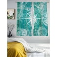 thumbnail image 4 of Vintage Nautical Sheer Curtains 63 Inch Long 2 Panels, Summer White Compass Shell Starfish Teal Wooden Light Filtering Rod Pocket Curtains, Sheer Voile Drapes for Living Room Bedroom, 52"x63", 4 of 8