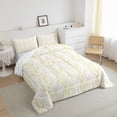thumbnail image 3 of Feelyou Fashion Branches Lines Queen Comforter Set, Yellow Jungle Plant Botanical Bedding Sets, Teens Kids Boys Girls Reversible Bedding Comforter Set, Breathable Home Decor, 3pcs, 3 of 8