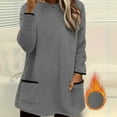 thumbnail image 2 of Women's Fleece Sweaters Causal Crewneck Sweatshirts Trendy Soft Fuzzy Sweater Long Sleeve Pullover Tops with Pockets (L, Gray), 2 of 5