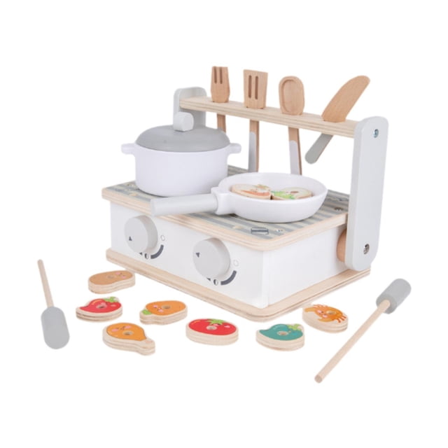 Cocina de juguete de madera, parrilla de juguete para niños, juguete de cocina para niños, juguetes de educación temprana, minicocina y parrilla de