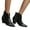 Black, variant on Heeled Ankle Boots for Women V Cut Studded Elegant Slip on Pointed Toe Splicing Dressy Booties