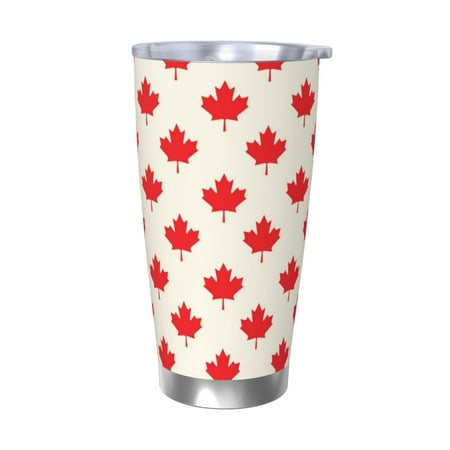 

Gaeub Happy Canada Day Print 20-Ounce Stainless Steel Car Cup Tumblers Cups with Lids and Straw Coffee Cups for Adults Kids Home Car Office School Travel Party-Without Straw