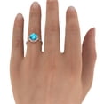 thumbnail image 2 of 2.25 ctw Aquamarine Ring with Diamonds 14K Rose Gold Flower Leaves Halo, 2 of 7