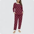 thumbnail image 2 of Dazajoo Fluffy Pajamas for Women Soft Fleece Warm Pajama Set Fuzzy Pjs Winter 2 Piece Flannel Lounge Sets with Pockets Watermelon Red,S, 2 of 7