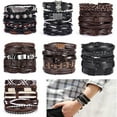 thumbnail image 4 of Faty-T Genuine Leather Tree of life Bracelets Men Women, Natural Stone Lava Rock Beads Ethnic Tribal Elastic Bracelets Wristbands, 4 of 14