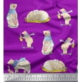 thumbnail image 1 of Soimoi Modal Satin Fabric Cycle,Rabbit & Bear Kids Print Fabric by Yard 42 Inch Wide, 1 of 1