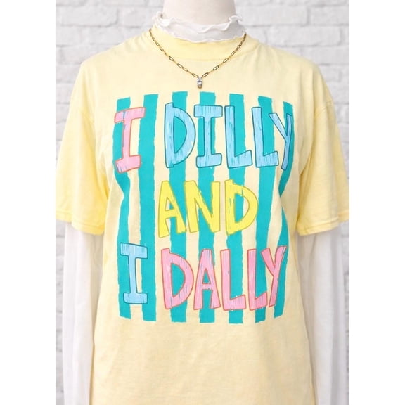 Playful Dilly Dally Graphic T-Shirt for Trendy Spring Fashion