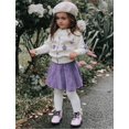 thumbnail image 2 of HSHDLDF Toddler Girls Fall Winter Clothes Long Sleeve Knit Sweater Tops+Pleated Mini Skirt 2Pcs Clothes Outfit, 2 of 7