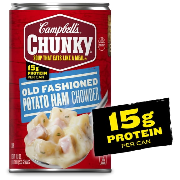 Campbell’s Chunky Soup, Ready to Serve Old Fashioned Potato Ham Chowder, 18.8 oz Can