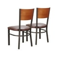 thumbnail image 2 of Linon Ervin Metal Side Chair, Set of 2, Meadium Oak Finish with Brown Faux Leather, 2 of 9