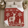 thumbnail image 5 of Stylized Knit Reindeer Snowflake Fair Isle Christmas Living, Festive Holiday Scene, Warm Flannel Blanket for Living Room and Reading Nook, Art Lovers Christmas Gift, Festive Home Decor, 5 of 9