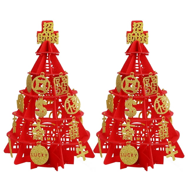 Árbol de Decoración 2 Juegos 32x20 cm Adornos de Fieltro DIY Ticfox