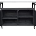 thumbnail image 5 of Harper & Bright Designs Outdoor Extendable Kitchen Island with Wheels, Patio Kitchen Cart with Foldable Stainless Steel Top, Portable Prep Station with Storage Cabinet and Towel Rack, Black, 5 of 19