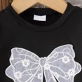 thumbnail image 4 of Karoyedx Little Girls Clothes Teen Girl Clothes Bow Graphic Short Sleeve T-Shirt Top+Wide Leg Pants 2 Piece Outfit Set Black Size,6-9 Months, 4 of 8