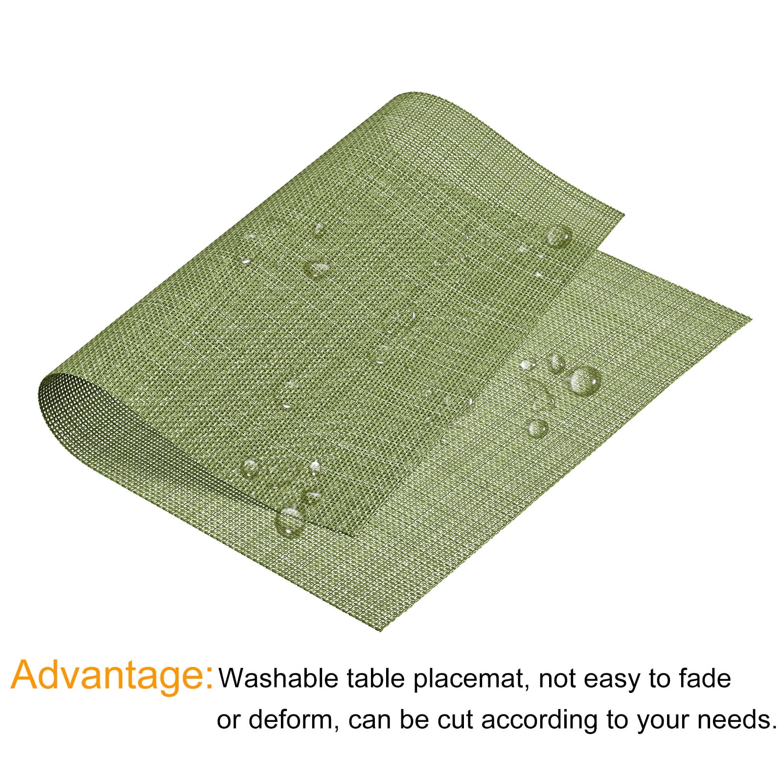 Unique Bargains Durable PVC Washable Woven Place Mat for Dining Tables and Home Use Green