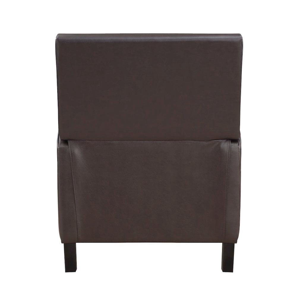 Lexicon Berenson Faux Leather Upholstered Push Back Recliner in Dark Brown Color
