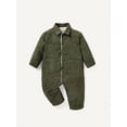 thumbnail image 2 of Cozy Cub Baby Boy Button Front Pocket Patched Teddy Lined Jumpsuit, 2 of 5