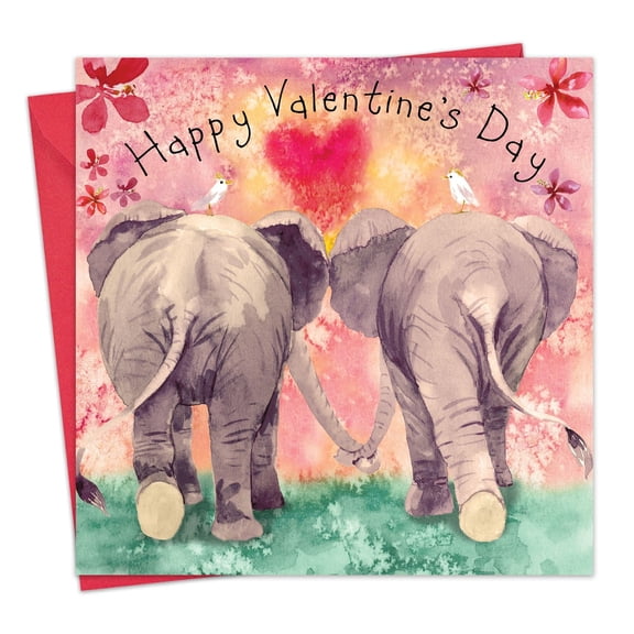 Twizler Valentine's Day Card with Elephants - Valentine Greeting Card for Husband Wife or Boyfriend Girlfriend - Cute Valentine's Card for Him Her or Fiancé Fiancée Partner