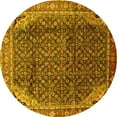 thumbnail image 1 of Ahgly Company Machine Washable Indoor Round Persian Yellow Traditional Area Rugs, 3' Round, 1 of 4