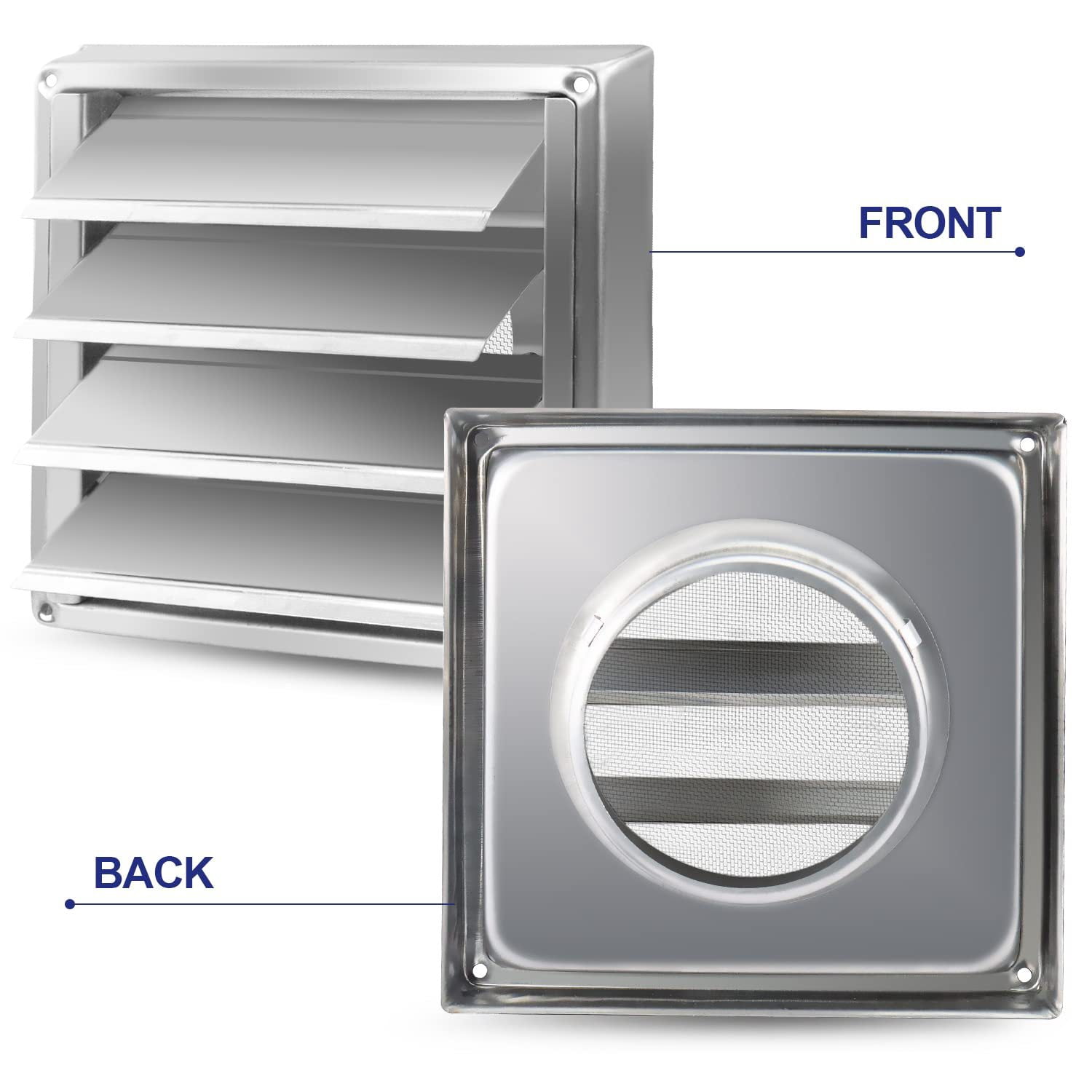4" Inch Dryer Vent Cover – Outdoor Stainless Steel Grille with Moving Flaps – Fits Only with Metal Ducts for HVAC & Dryer Systems