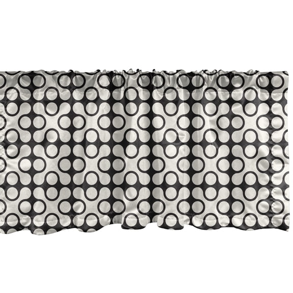 Ambesonne Abstract Window Valance, Symmetric Rounded Squares, 54" X 18", Dark Grey and Eggshell