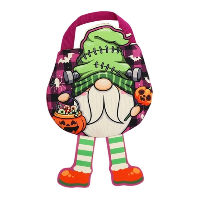 SLYNSHome Halloween Candy Bag Spooky Themed Reusable Cloth Goodie Pouch with Soft Comfortable Handle