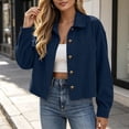 thumbnail image 6 of FAIWAD Cropped Jackets for Women Button down Long Sleeve Corduroy Coat Trendy Fall Casual Outerwear, 6 of 8