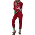 thumbnail image 1 of DYMADE Pyjamas pour Femmes Grande Taille Ensembles Imprimé de Noël Manches Longues Haut à Coutures Pantalon Tenue d'Intérieur Ensemble, 1 of 3