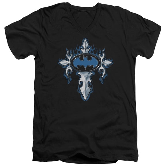 Batman - Gothic Steel Logo - Slim Fit V Neck Shirt - XX-Large