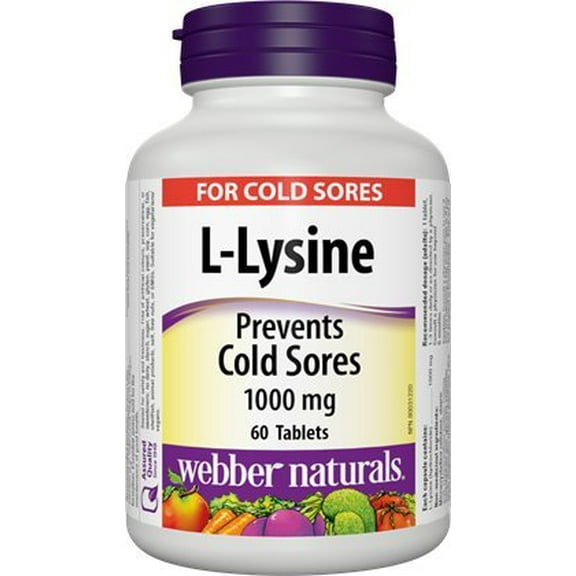 Webber Naturals L-Lysine, 1000 mg, 60 Tablets