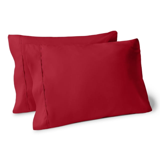 Bare Home Juego de Fundas de Almohada Colección Premium 1800, Doble Cepillado, Ultra Suave, Tamaño King, Rojo, 2 Unidades