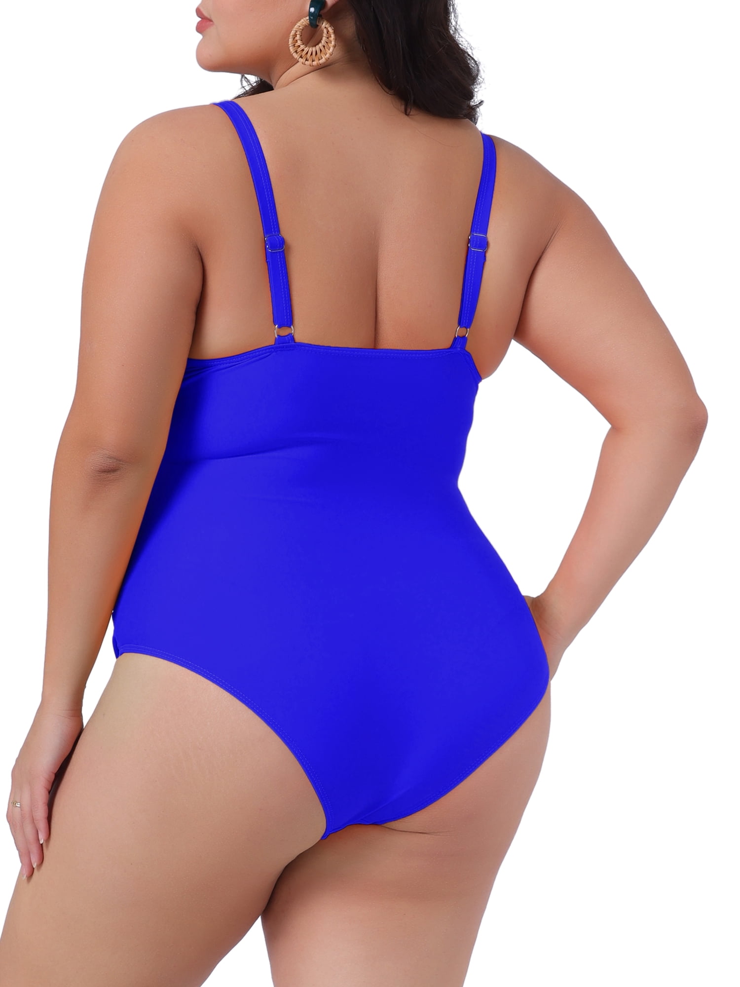 DARING DIVA Plus Size Bikini for Women 1 PC Ruched Padded Slimming Swimwear 4X Blue