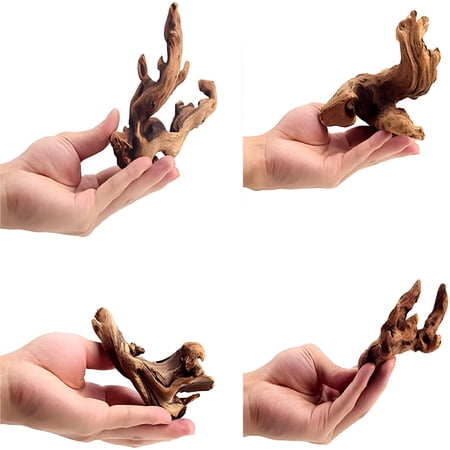 BPPEG Small Natural Driftwood for Aquarium Styling Carefully Selected Natural Aquarium Decor Driftwood for Reptile Tank Reptile Tank Wood Decor (Driftwood 4-6inch 4pcs)