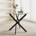 thumbnail image 5 of 35" Round Glass Dining Table, Paproos Dining Table for 4, Kitchen Table with Gold Plated Metal Legs, Minimalist Glass Dining Room Table for Kitchen, Black(Only Table), 5 of 6