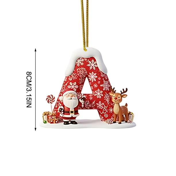 Decoraciones de Árbol de Navidad 2D Acrílico Decoración Carta Colgante con 26 Letras Diy Navidad Decoración Del Hogar Ornamentos Del Árbol de Navidad