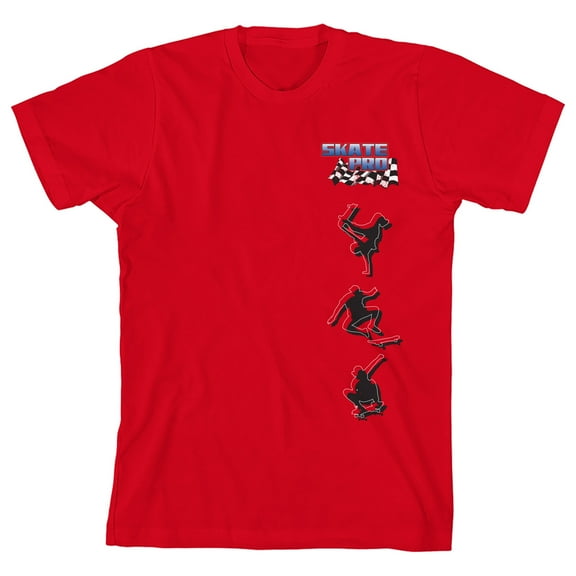 Skate, Skate, Pro Youth Red Short Sleeve Crew Neck Tee-Medium