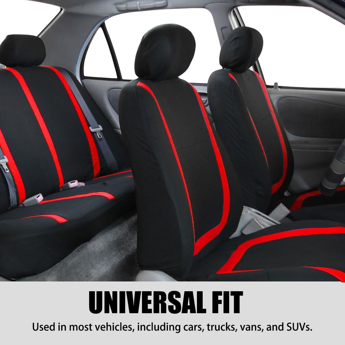 Full Set Premium Cloth Car Seat Covers in Breathable Design for Most Vehicles